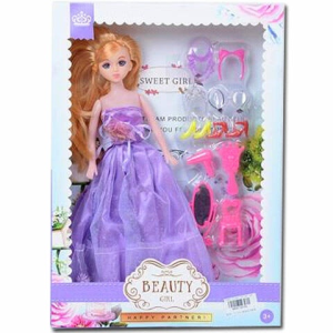 MK Toys Hercegnő baba lila ruhában 30 cm