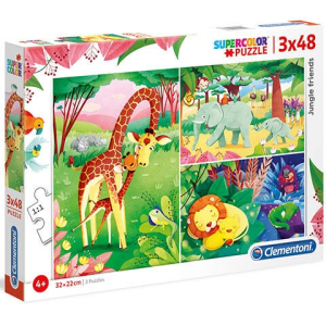 Clementoni Dzsungel barátok Supercolor 3 az 1-ben puzzle 3×48 db-os – Clementoni