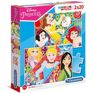 Clementoni Disney Hercegnők Supercolor 2 az 1-ben puzzle 2×20 db-os – Clementoni