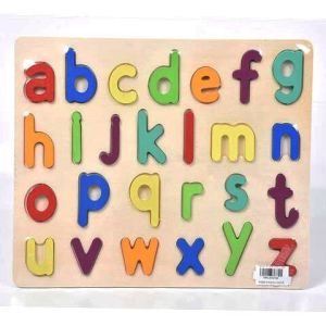 Magic Toys ABC írott kisbetűs formaillesztő színes fa puzzle 26 db-os szett