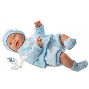 Llorens LLorens - Ázsiai csecsemő baba, kék ruhában, 45 cm