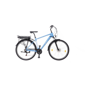  E-Trekking Zagon férfi 19 MXUS teleszkópos villával matt kék/fehér pedál szenzoros elektromos kerékpár