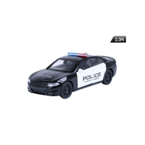  Makett autó, 1:34 2016. Dodge töltő R / T, rendőrség fekete.