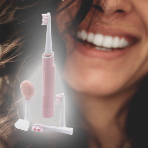 Emili Elektromos fogkefe több tisztítási móddal és nyelvtisztító fejjel / USB-s, rózsaszín