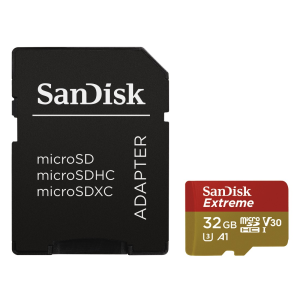 Sandisk 32GB microSDHC Extreme UHS-I V30 A1 + adapterrel (173420 / SDSQXAF-032G-GN6MA)