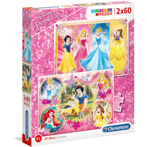 Clementoni Disney Hercegnők Supercolor 2 az 1-ben puzzle 2×60 db-os – Clementoni