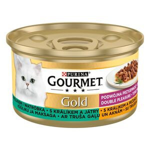 Gourmet GOURMET GOLD Nyúllal és májjal duó élmény nedves macskaeledel 85g