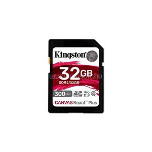 Kingston 32GB SD Canvas React Plus (SDHC Class 10 UHS-II U3) (SDR2/32GB) memóriakártya (SDR2/32GB)
