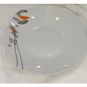  Homefavour szögletes narancs - szürke mélytányér, porcelán, 22x22 cm, 1 db