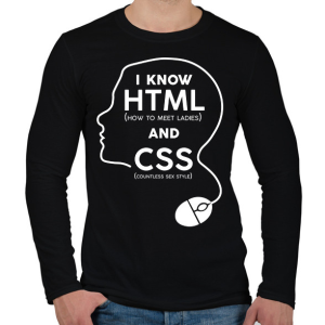 PRINTFASHION I know HTML and CSS - Férfi hosszú ujjú póló - Fekete