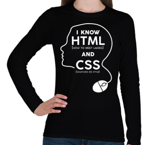 PRINTFASHION I know HTML and CSS - Női hosszú ujjú póló - Fekete
