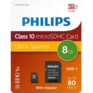 Philips micro sdhc card 8gb class 10 uhs-i u1 incl