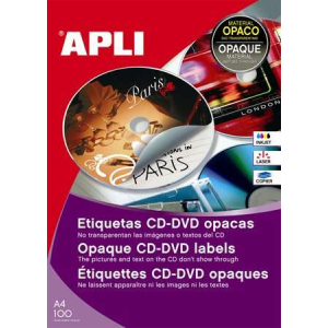  Etikett, CD/DVD, A4, fedőetikett, APLI 100 lap/csom