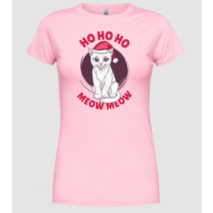 Pólómánia Ho Ho Ho Meow Meow Cicás Karácsony - Női Kerek nyakú Póló