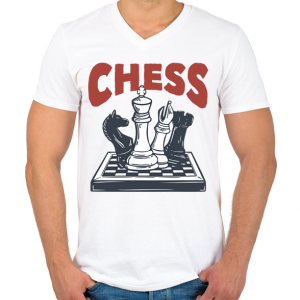 PRINTFASHION Sakk - Chess - Férfi V-nyakú póló - Fehér