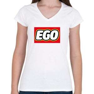 PRINTFASHION Ego - Lego - Női V-nyakú póló - Fehér