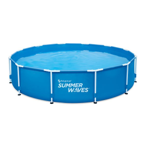 Polygroup Summer Waves: Fémlábas medence papírszűrős vízforgatóval - 366 cm, kék