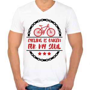 PRINTFASHION Cycling is oxigen for my soul - Férfi V-nyakú póló - Fehér