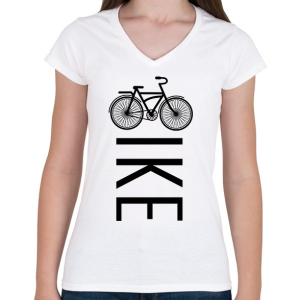PRINTFASHION Bike - Biciklis - Női V-nyakú póló - Fehér
