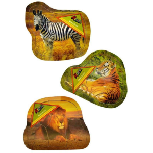 Medito Fa puzzle, vadállatos, 3-féle: tigris, zebra, oroszlán, 5 db-os, 20 cm