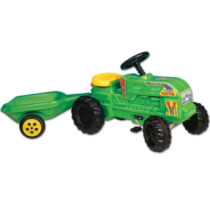 DohányGame D-Toys Traktor utánfutóval, pedálos, zöld, 139cm 100