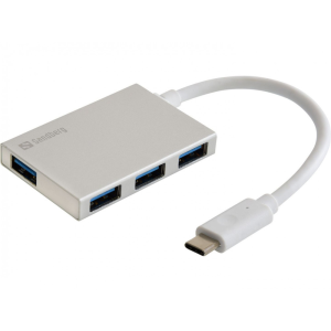 SANDBERG USB-C to 4 xUSB 3.0 Pocket Hub Silver