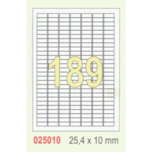 MOS Etikett címke univerzális 25,4x10 mm 189 db/ív, 100 ív/csomag