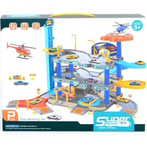 Magic Toys Három szintes parkolóház helikopterrel és két kisautóval