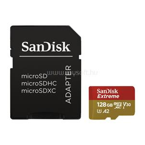 Sandisk MICROSD EXTREME KÁRTYA 128GB, 190/90 MB/s, A2 C10 V30 UHS-I U3 (121586)