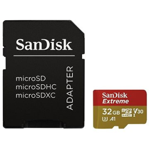 Sandisk MicroSDHC 32 gigabájt Extrém A1 Class 10 UHS-I (V30) + SD adapter