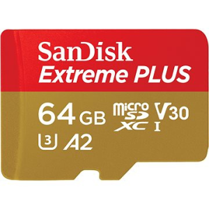 Sandisk microSDXC 64 GB Extreme PLUS + Rescue PRO Deluxe + SD adapter
