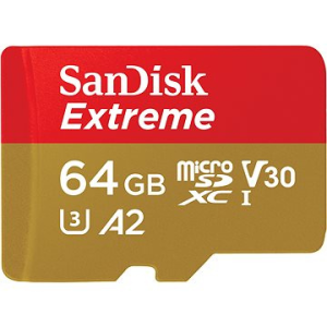 Sandisk microSDXC 64 GB Extreme + Rescue PRO Deluxe + SD adapter