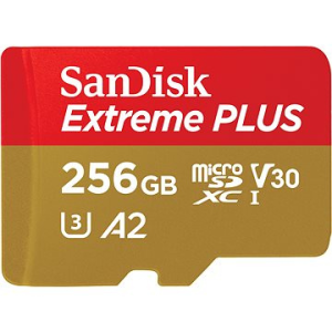 Sandisk microSDXC 256 GB Extreme PLUS + Rescue PRO Deluxe + SD adapter