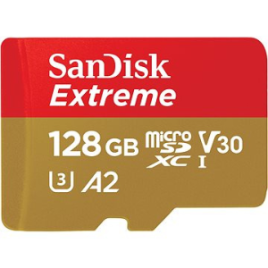Sandisk microSDXC 128 GB Extreme + Rescue PRO Deluxe + SD adapter