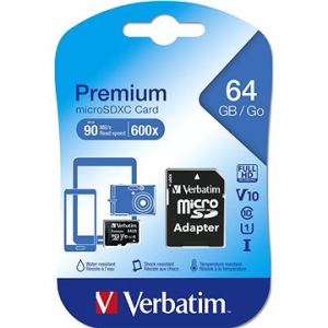 Verbatim Premium microSDXC 64 GB UHS-I V10 U1 + SD adapter