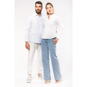 KARIBAN Férfi ing Kariban KA513 Men’S Long-Sleeved Cotton poplin Shirt -2XL, Striped Pale Blue