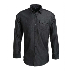 Premier Férfi ing Premier PR222 Men’S Jeans Stitch Denim Shirt -L, Black Denim