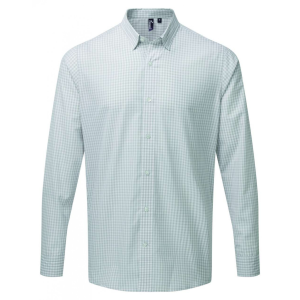 Premier Férfi ing Premier PR252 Maxton&#039; Check Men&#039;S Long Sleeve Shirt -L, Silver/White