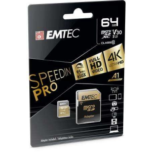 Emtec &quot;SpeedIN&quot; 64GB UHS-I/U3/V30/A2 100/95 MB/s microSDXC Memóriakártya adapterrel