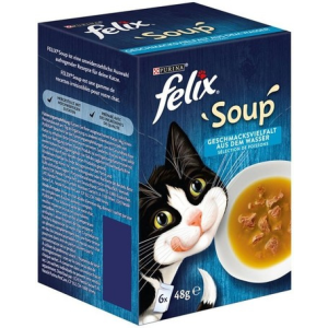Félix Soup halas válogatás leveses szószban macskáknak (6 x 48 g) 288 g