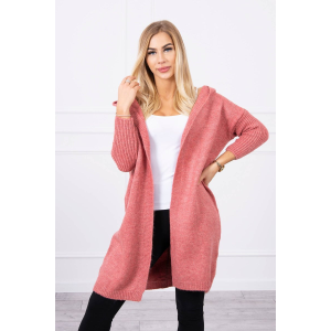 FiatalDivat Kardigán szvetter kapucnival és denevér ujjakkal modell 2020-14 halvány rózsaszínű