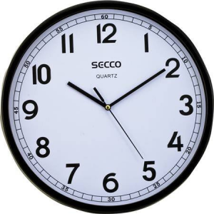 Secco Falióra, 29,5 cm, fekete keretes, SECCO Sweep second (DFA028)