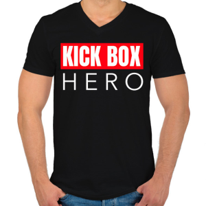 PRINTFASHION KICK BOX HERO - Férfi V-nyakú póló - Fekete