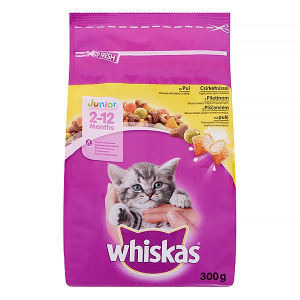 Whiskas állateledel száraz whiskas junior macskáknak csirkehússal 300g 150 198
