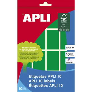 APLI Etikett, 25x40 mm, kézzel írható, színes, kerekített sarkú, apli, zöld, 128 etikett/csomag 02757