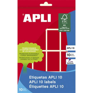 APLI Etikett, 25x40 mm, kézzel írható, színes, kerekített sarkú, apli, piros, 128 etikett/csomag 02756