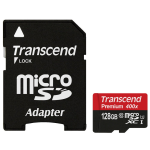 Transcend 128GB microSDXC Class10 UHS-I + adapterrel (TS128GUSDU1)