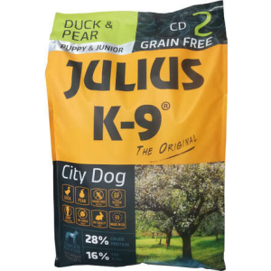 Julius-K9 GF City Dog Puppy &amp; Junior Duck &amp; Pear (2 x 10 kg) 20 kg