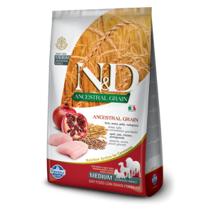 N&amp;D N&D Ancestral Grain Dog csirke, tönköly és gránátalma Adult Medium/Maxi 12 kg