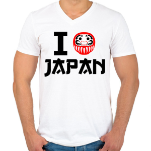 PRINTFASHION I love Japan 4 - Férfi V-nyakú póló - Fehér